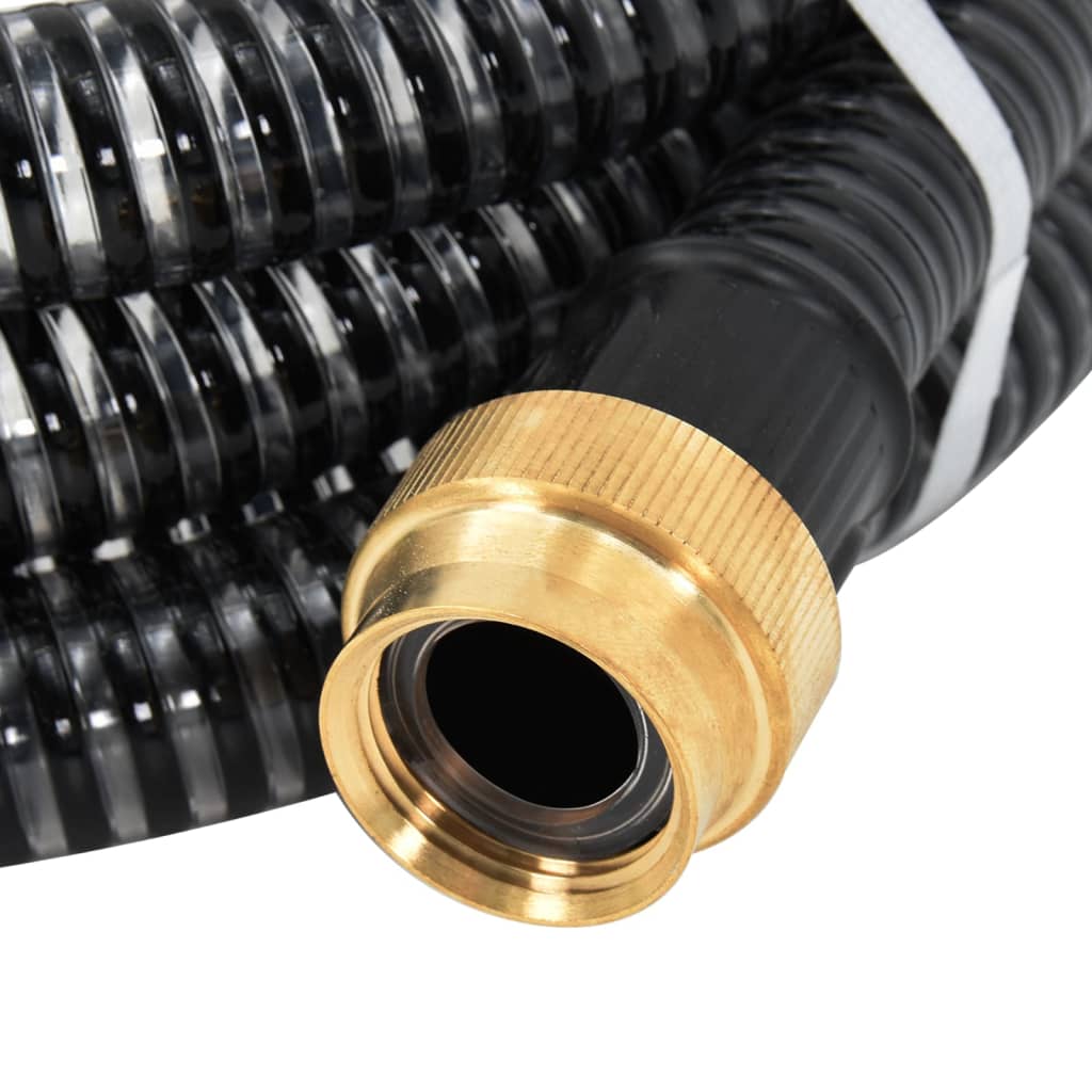 vidaXL Wąż ssący z mosiężnymi złączami, czarny, 1,1" 25 m, PVC