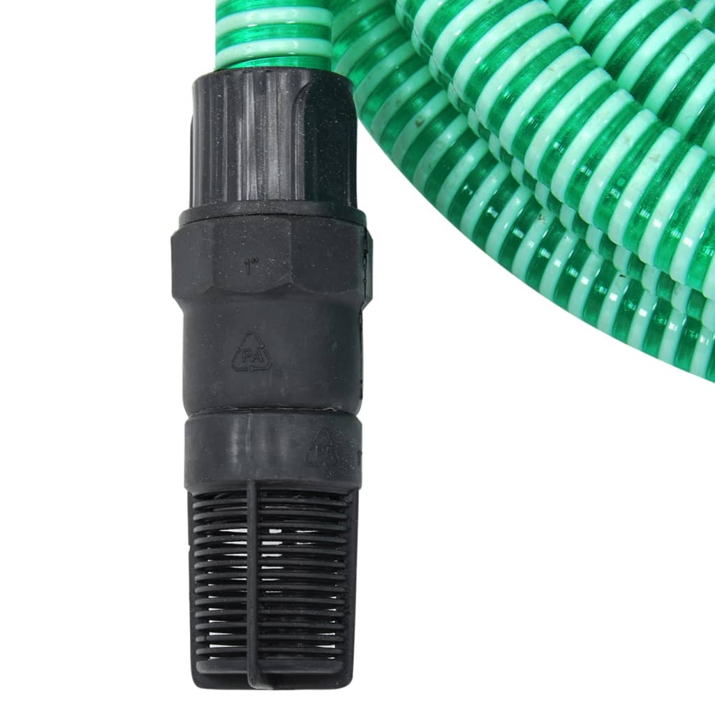 vidaXL Wąż ssący z mosiężnymi złączami, zielony, 1" 7 m, PVC
