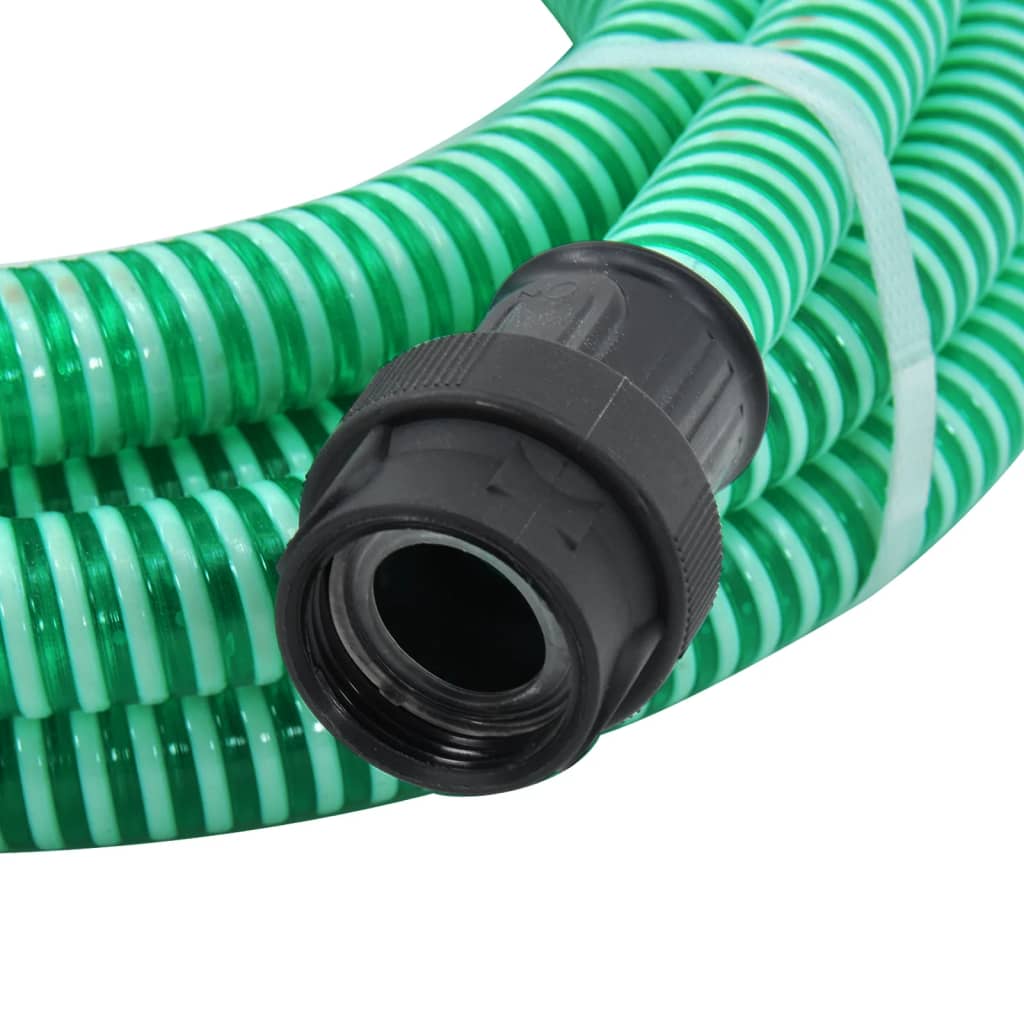 vidaXL Wąż ssący z mosiężnymi złączami, zielony, 1" 7 m, PVC