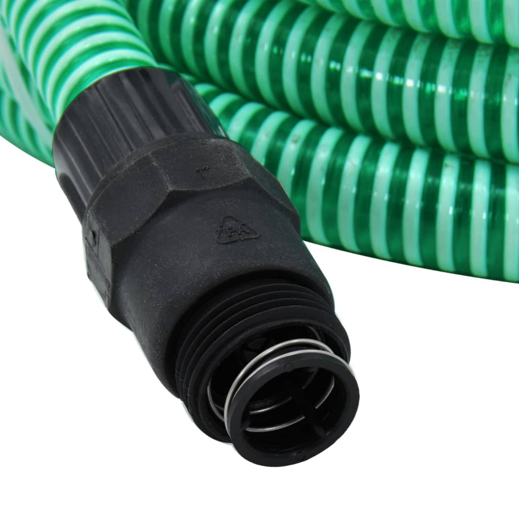 vidaXL Wąż ssący z mosiężnymi złączami, zielony, 1" 7 m, PVC