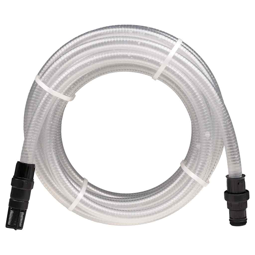 vidaXL Wąż ssący z przyłączami PVC Przezroczysty 1" 10 m PVC