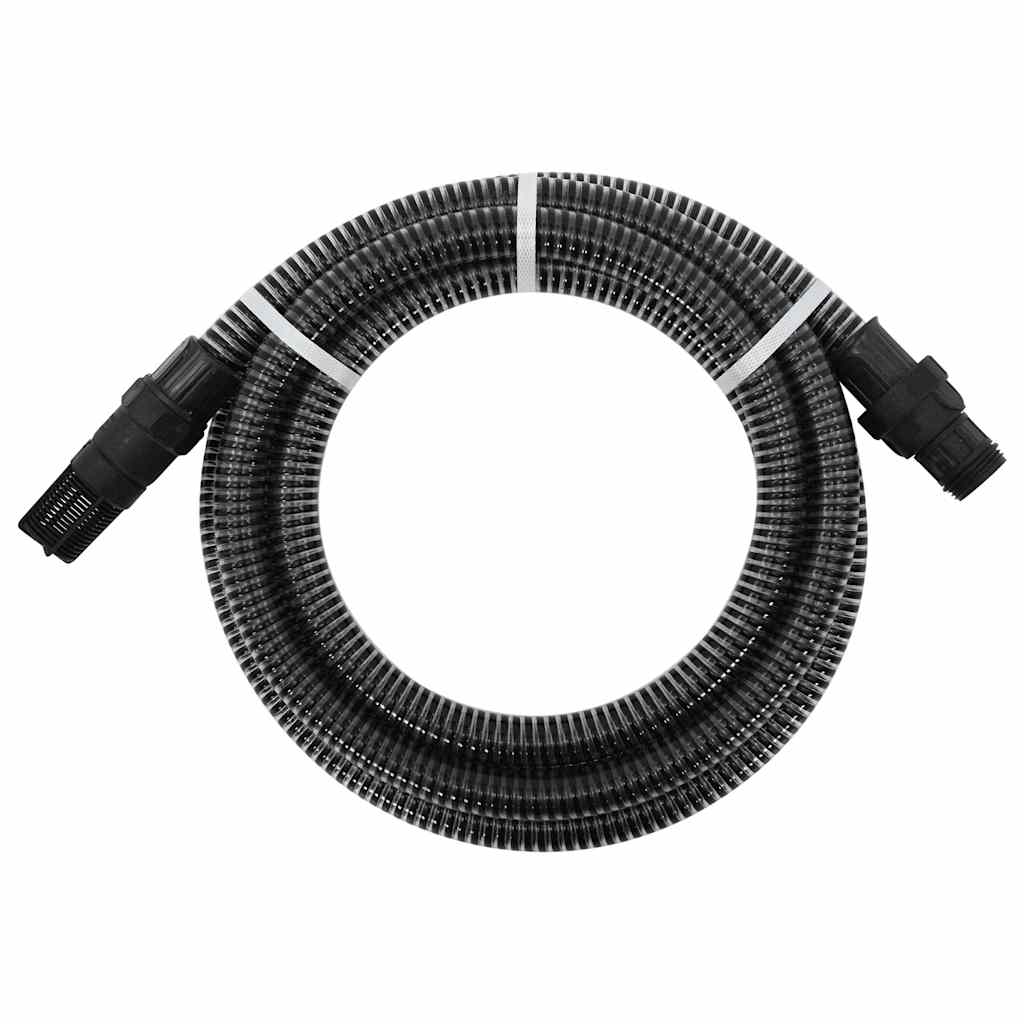 vidaXL Wąż ssący z mosiężnymi złączami, czarny, 1" 7 m, PVC