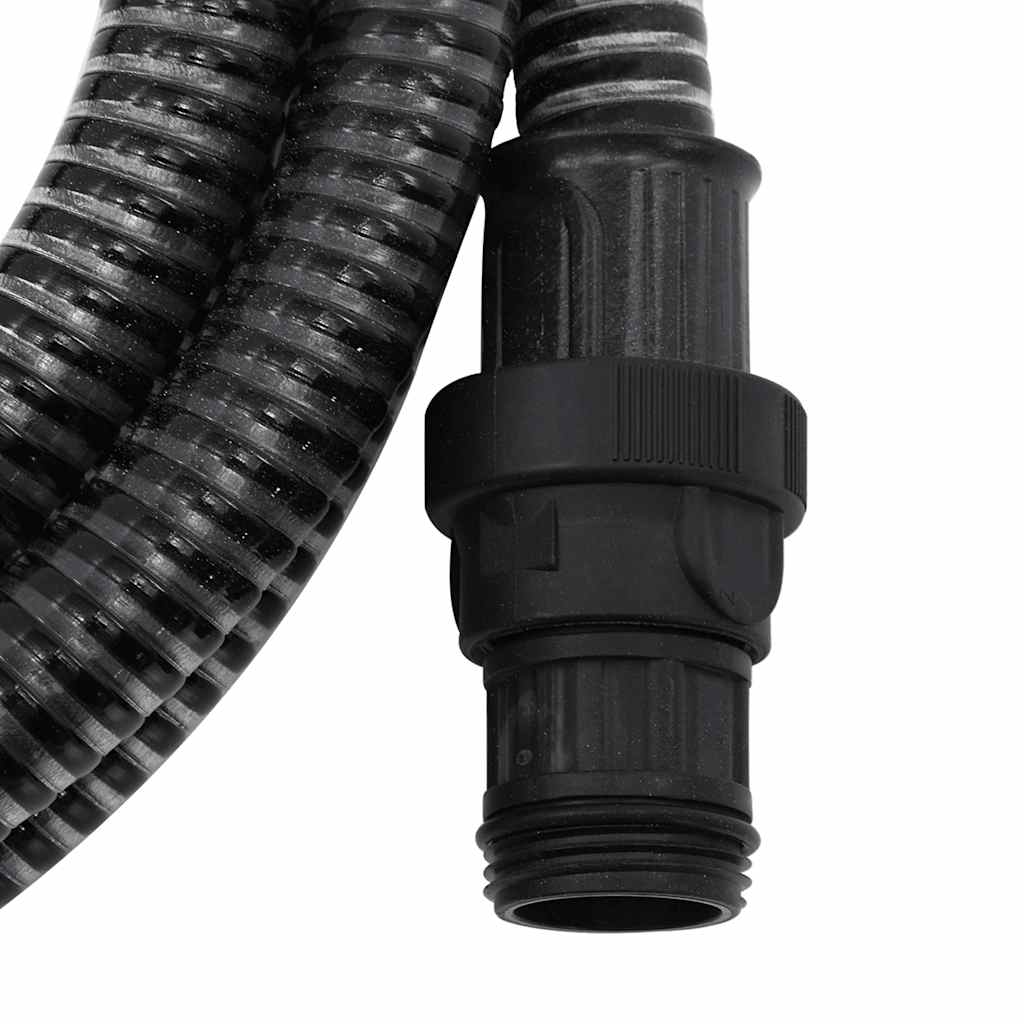 vidaXL Wąż ssący z mosiężnymi złączami, czarny, 1" 7 m, PVC
