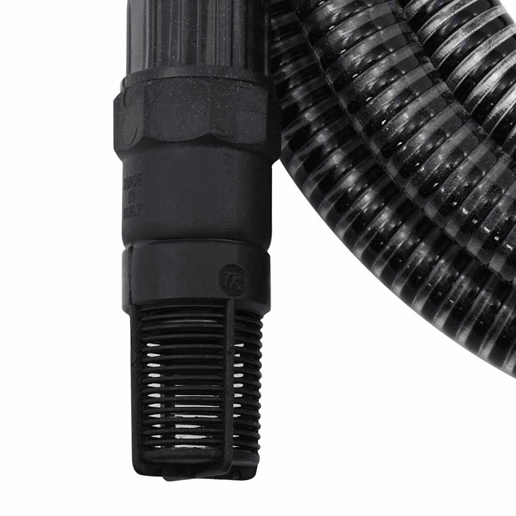 vidaXL Wąż ssący z mosiężnymi złączami, czarny, 1" 7 m, PVC