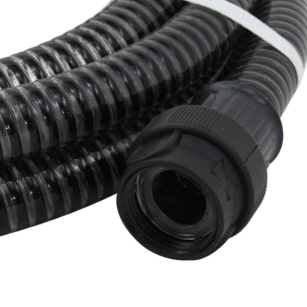 vidaXL Wąż ssący z mosiężnymi złączami, czarny, 1" 7 m, PVC