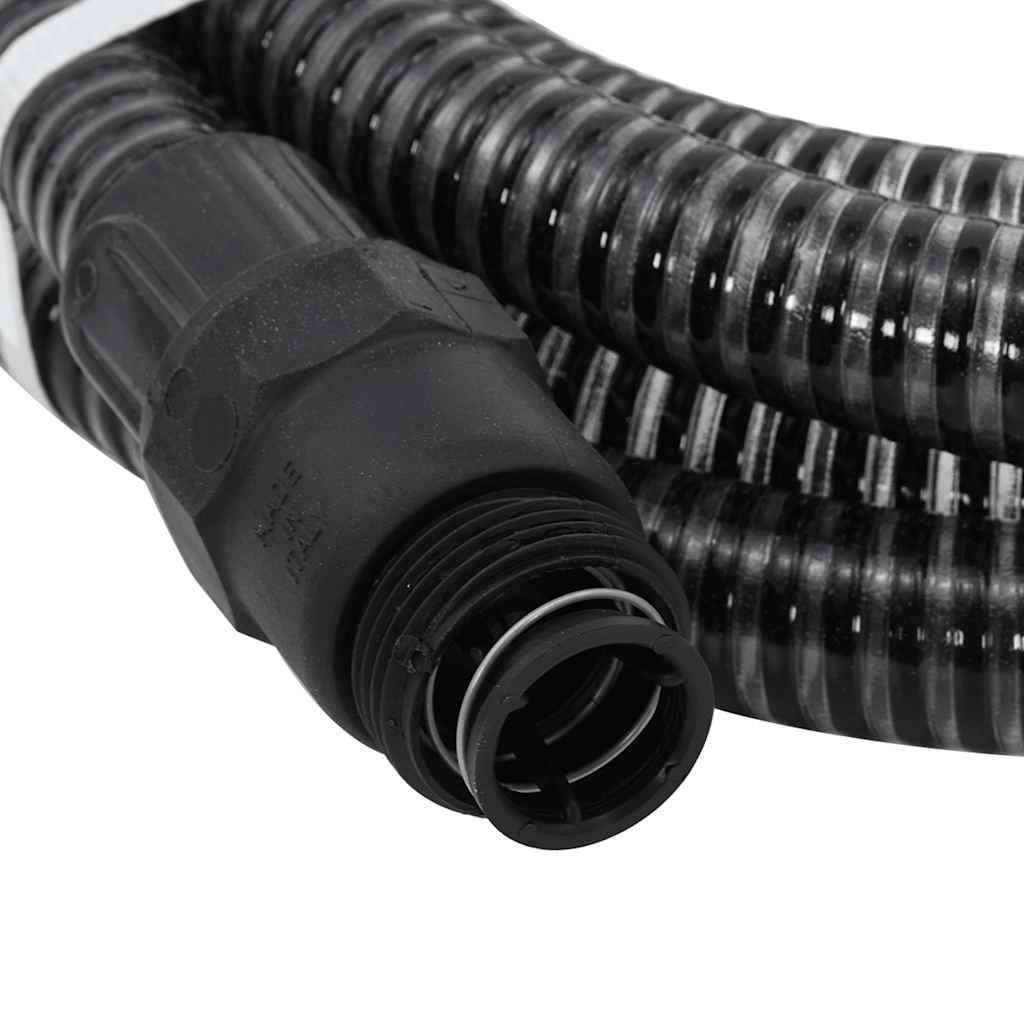 vidaXL Wąż ssący z mosiężnymi złączami, czarny, 1" 7 m, PVC