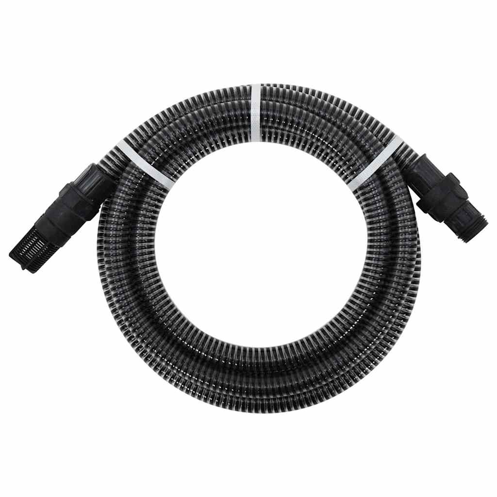 vidaXL Wąż ssący z mosiężnymi złączami, czarny, 1" 10 m, PVC