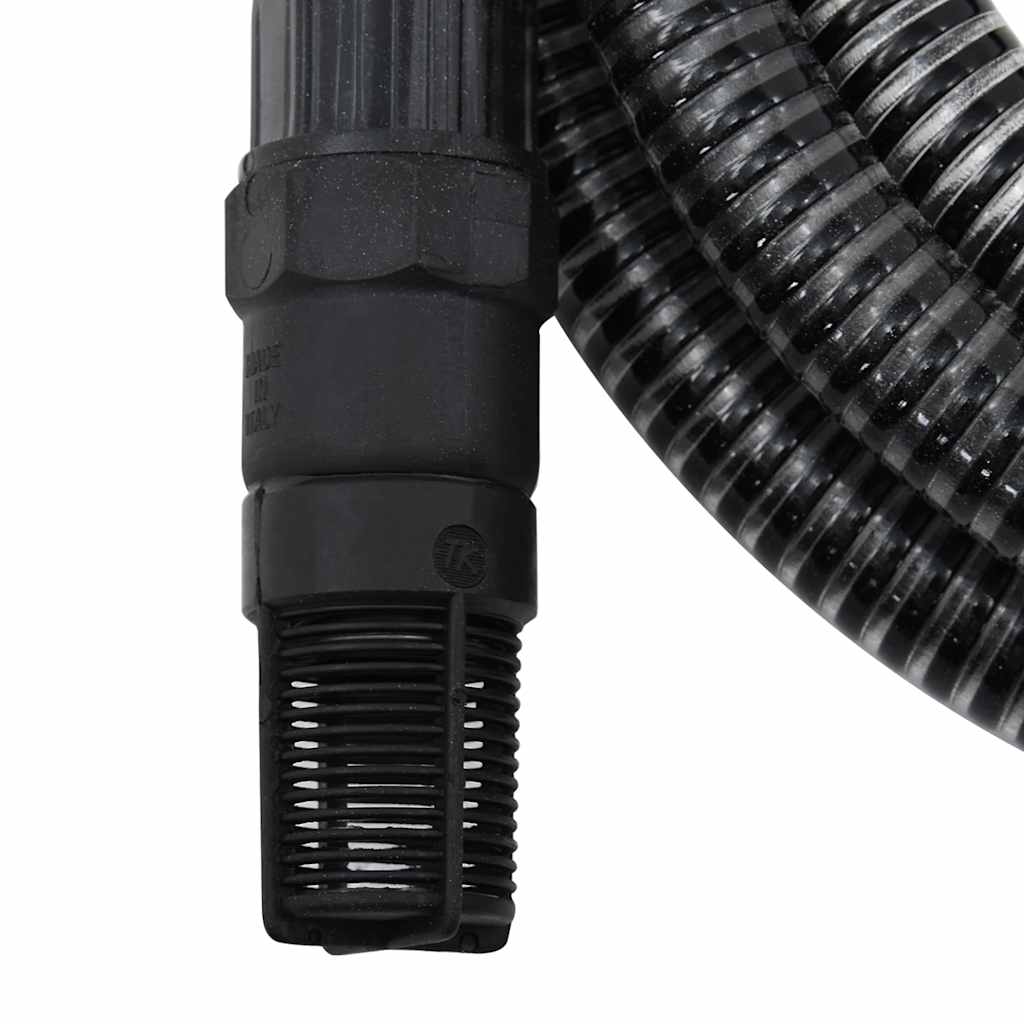 vidaXL Wąż ssący z mosiężnymi złączami, czarny, 1" 10 m, PVC