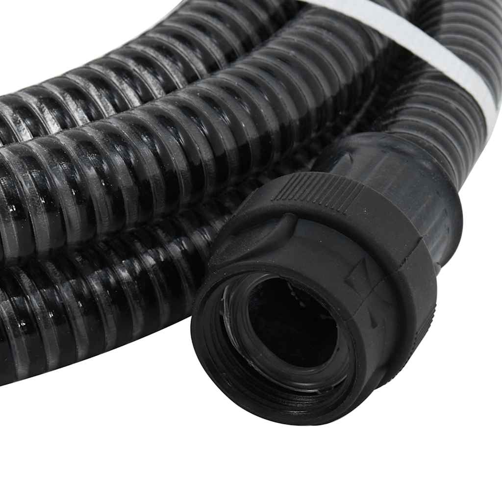 vidaXL Wąż ssący z mosiężnymi złączami, czarny, 1" 10 m, PVC