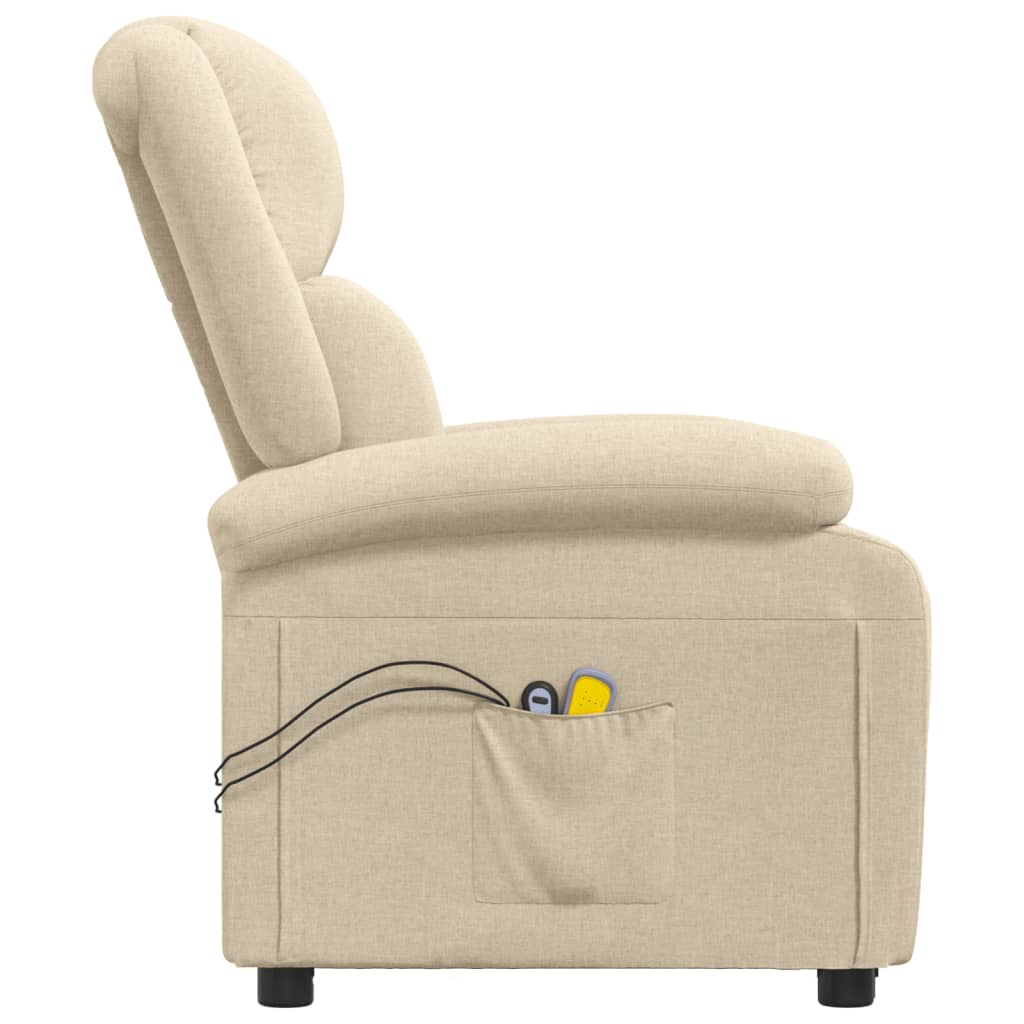 vidaXL Elektryczny fotel masujący, kremowy, tkanina