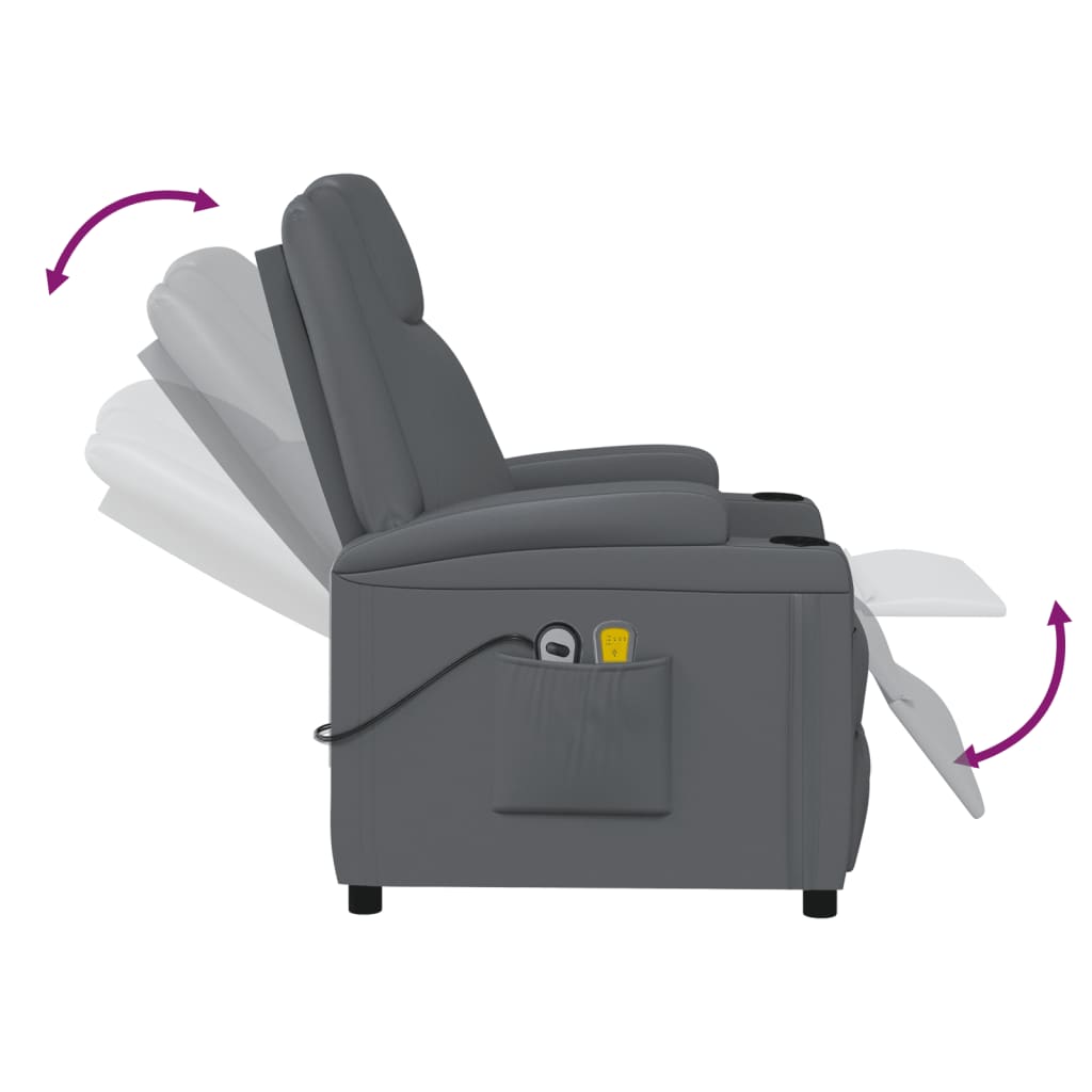 vidaXL Elektryczny fotel masujący, antracytowy, sztuczna skóra