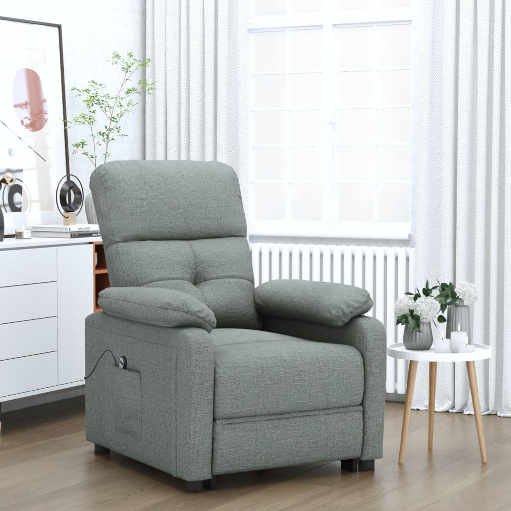 vidaXL Elektryczny fotel rozkładany, ciemnoszary, obity tkaniną