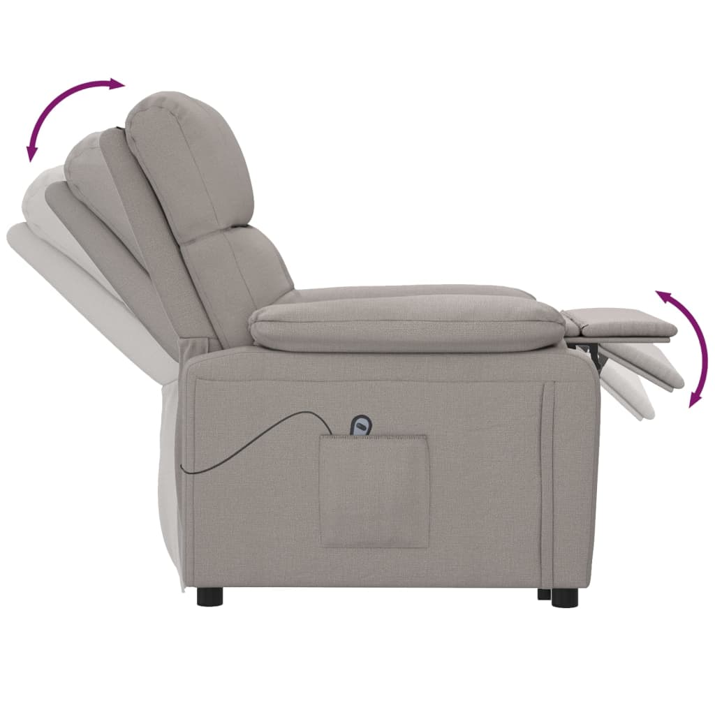 vidaXL Elektryczny fotel rozkładany, kolor taupe, obity tkaniną