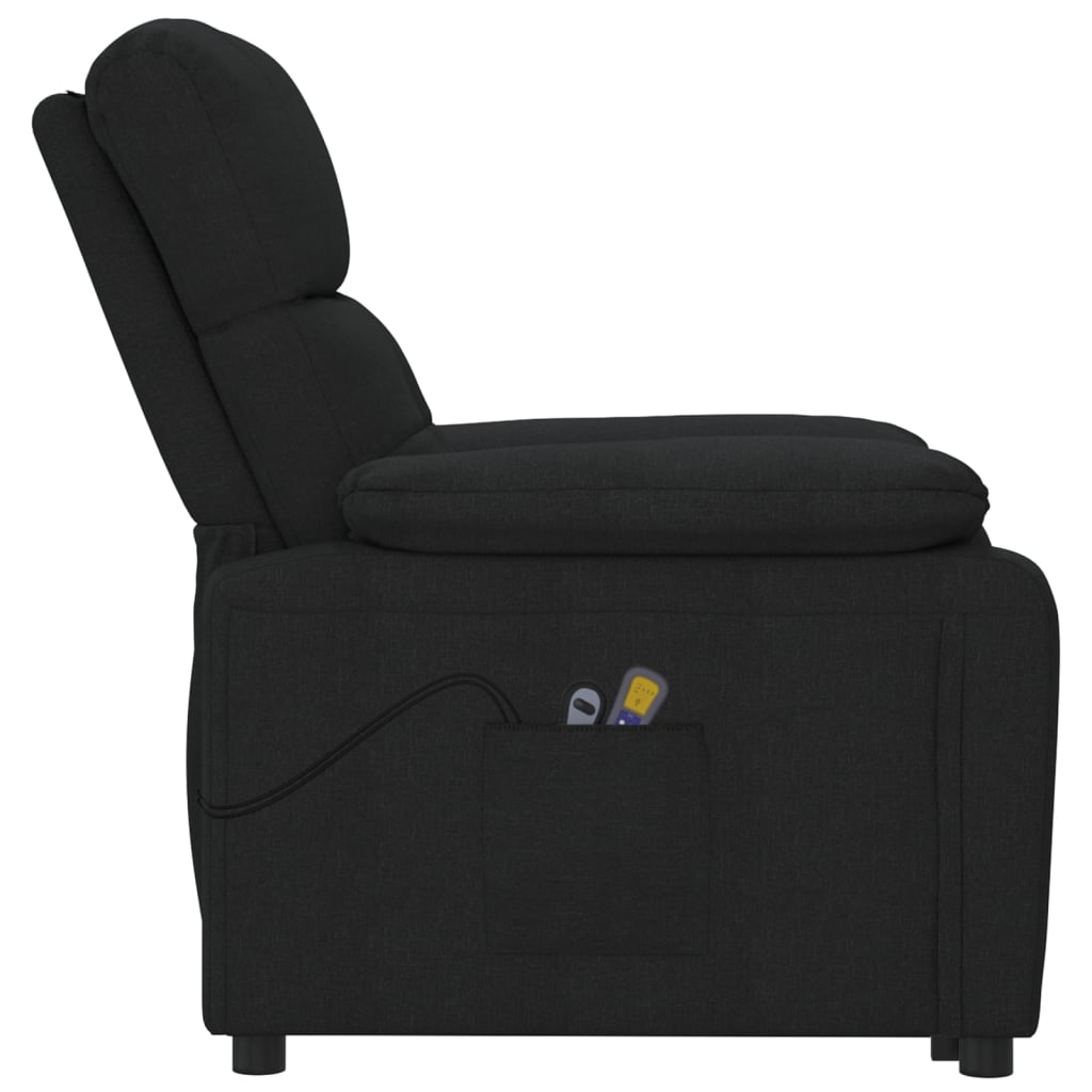 vidaXL Elektryczny fotel masujący, czarny, tkanina
