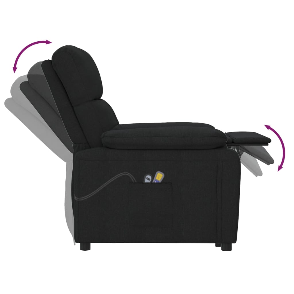 vidaXL Elektryczny fotel masujący, czarny, tkanina
