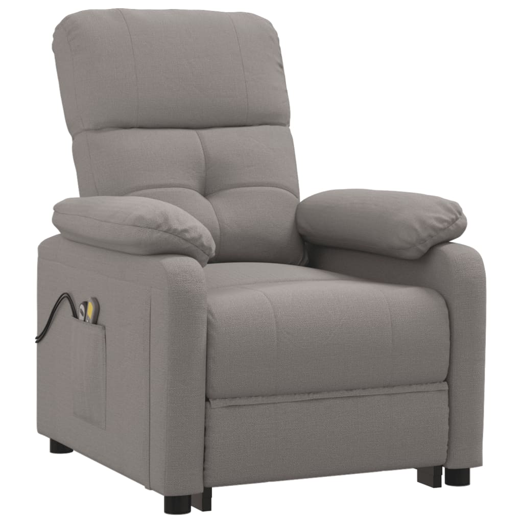 vidaXL Elektryczny fotel masujący, taupe, tkanina