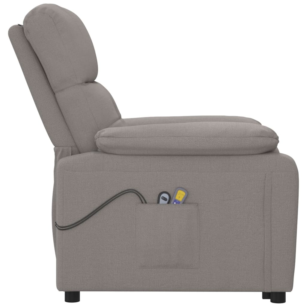 vidaXL Elektryczny fotel masujący, taupe, tkanina