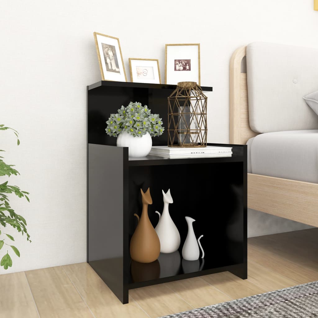 vidaXL Szafka nocna, czarna, 40x35x60 cm, materiał drewnopochodny