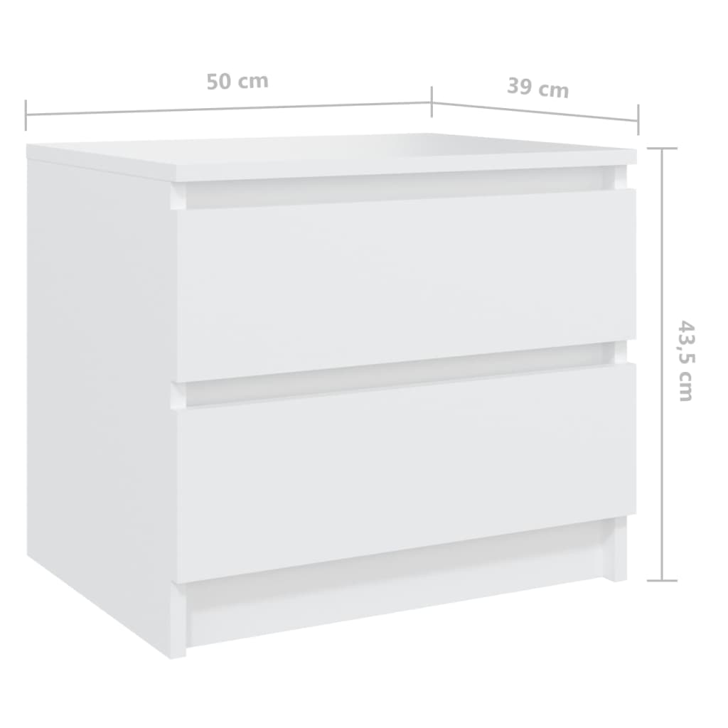 vidaXL Szafka nocna, biała, 50x39x43,5 cm, materiał drewnopochodny