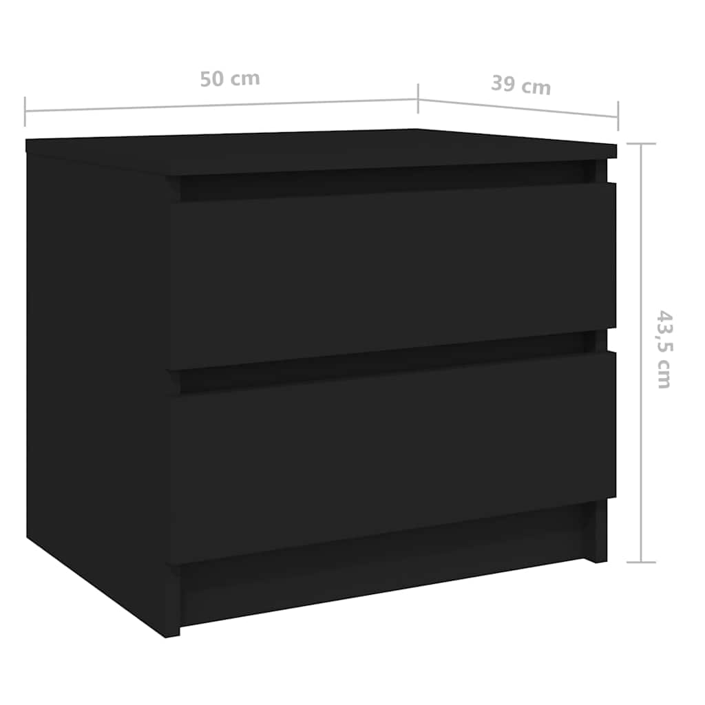 vidaXL Szafka nocna, czarna, 50x39x43,5 cm, materiał drewnopochodny