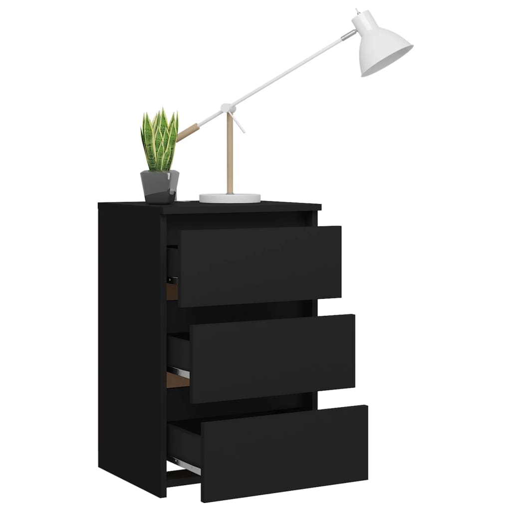 vidaXL Szafka nocna, czarna, 40x35x62,5 cm, materiał drewnopochodny