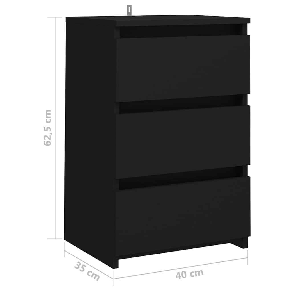vidaXL Szafka nocna, czarna, 40x35x62,5 cm, materiał drewnopochodny