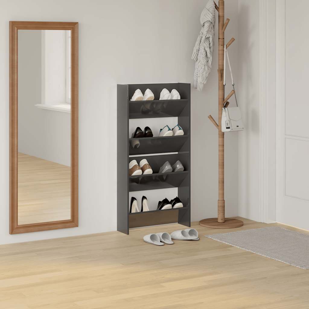 vidaXL Półki ścienne na buty, 2 szt., szare z połyskiem, 60x18x60 cm
