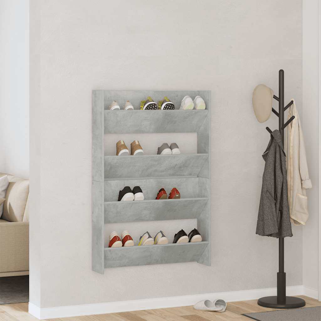 vidaXL Półki ścienne na buty, 2 szt., szare, 80x18x60 cm, płyta