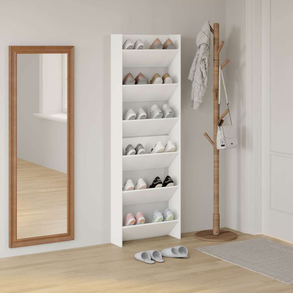vidaXL Półki ścienne na buty, 2 szt., białe, 60x18x90 cm, płyta