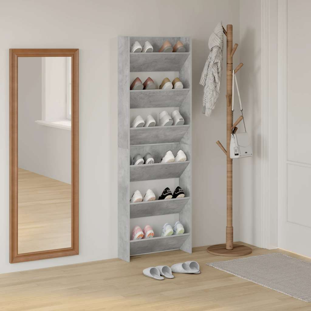 vidaXL Półki ścienne na buty, 2 szt., szare, 60x18x90 cm, płyta