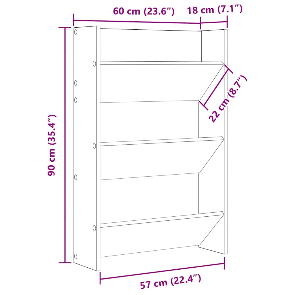 vidaXL Półki ścienne na buty, 2 szt., szare, 60x18x90 cm, płyta