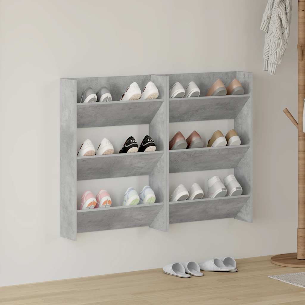 vidaXL Półki ścienne na buty, 2 szt., szare, 60x18x90 cm, płyta