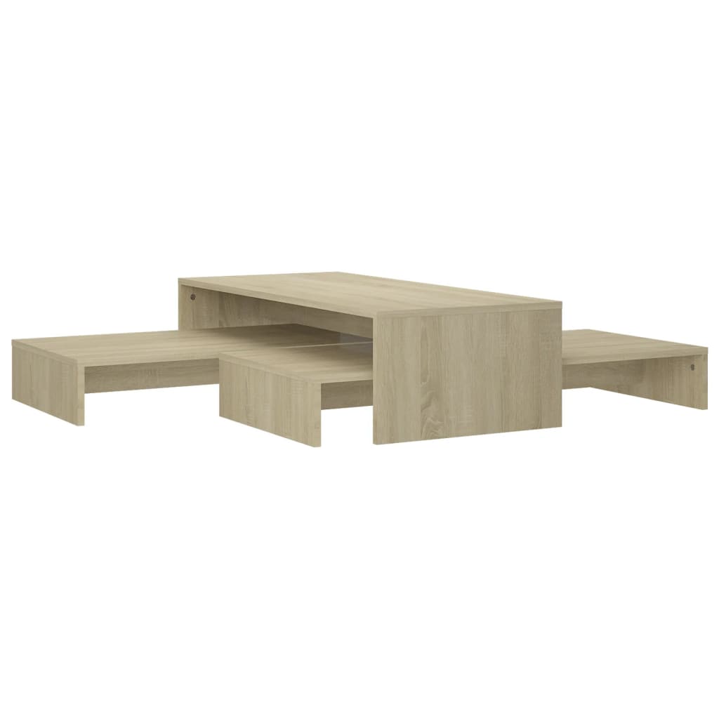vidaXL Zestaw stolików kawowych, wsuwanych, dąb sonoma 100x100x26,5 cm