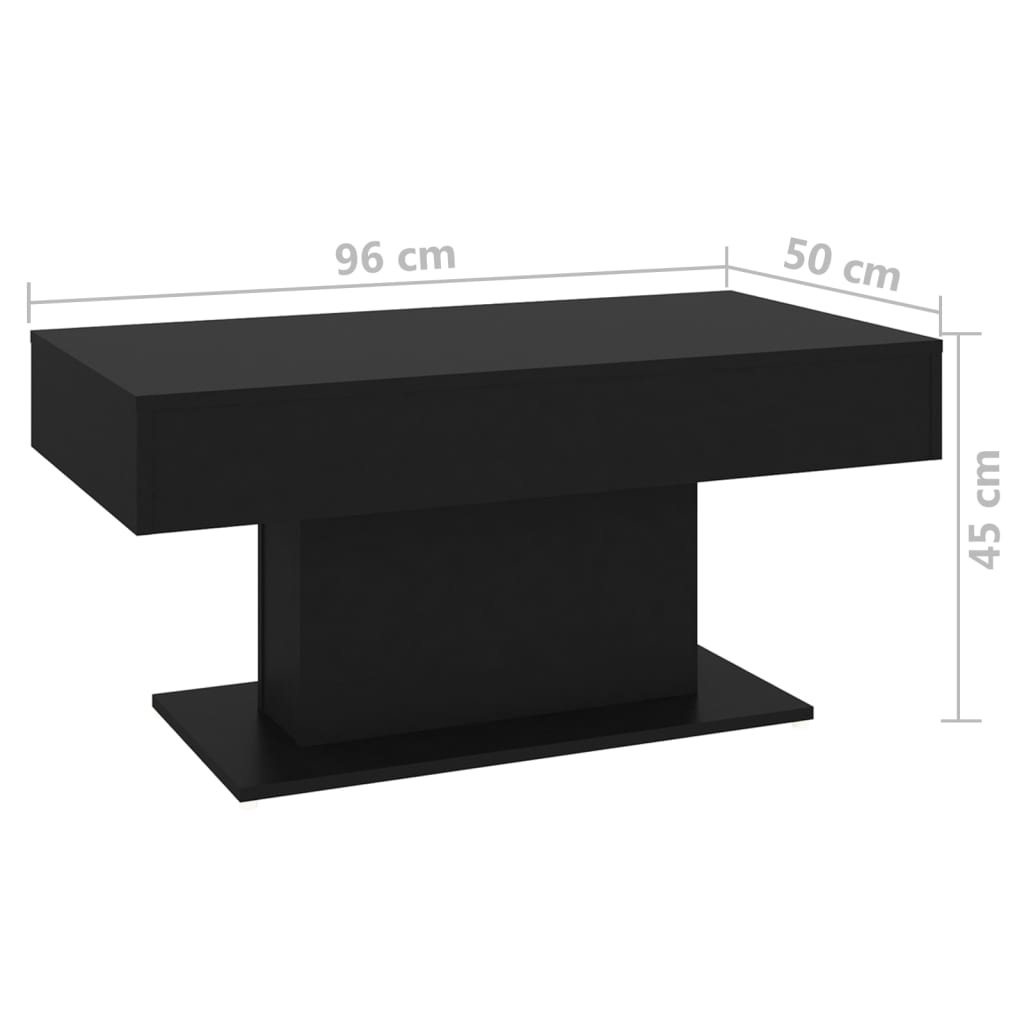 vidaXL Stolik kawowy, czarny, 96x50x45 cm, materiał drewnopochodny