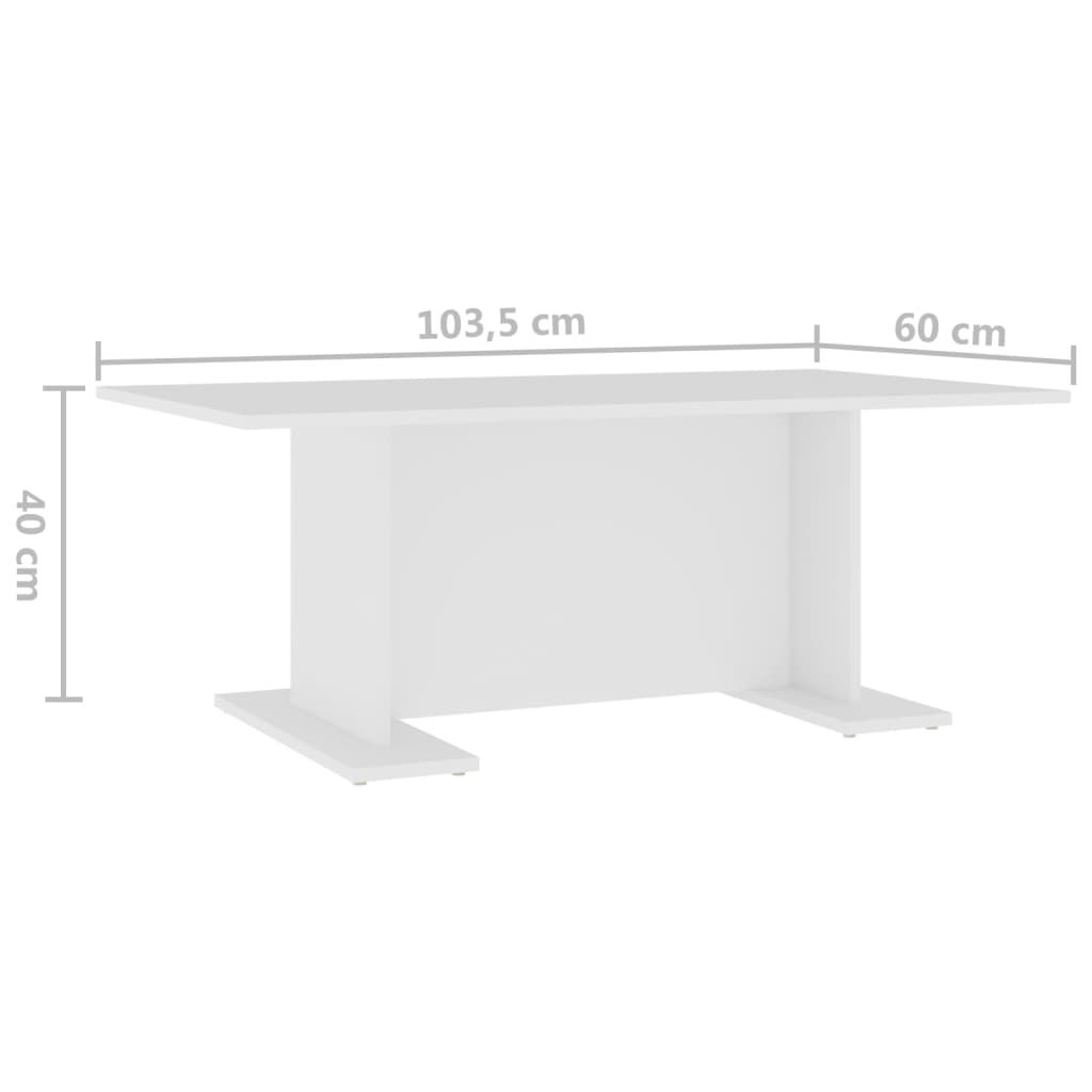 vidaXL Stolik kawowy, biały, 103,5x60x40 cm, materiał drewnopochodny