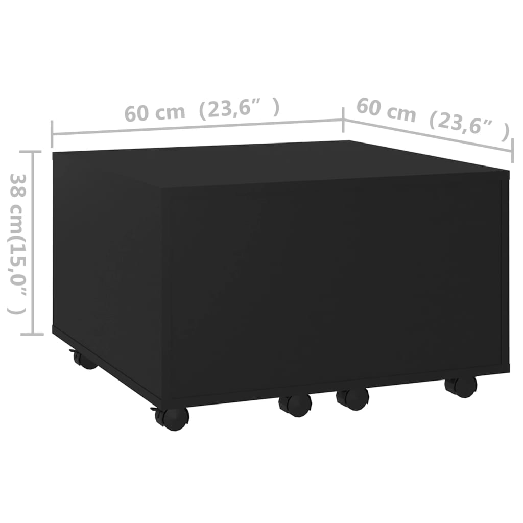 vidaXL Stolik kawowy, czarny, 60x60x38 cm, materiał drewnopochodny