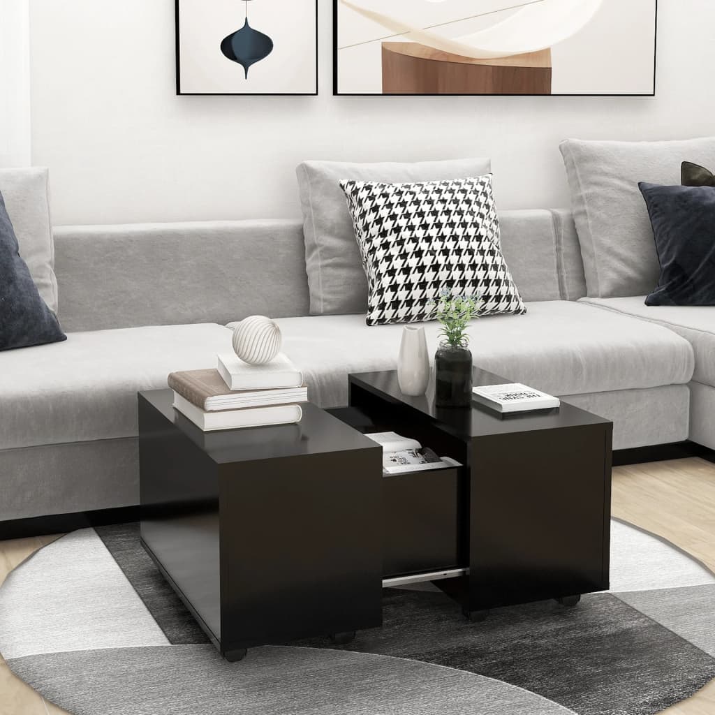 vidaXL Stolik kawowy, czarny, 60x60x38 cm, materiał drewnopochodny
