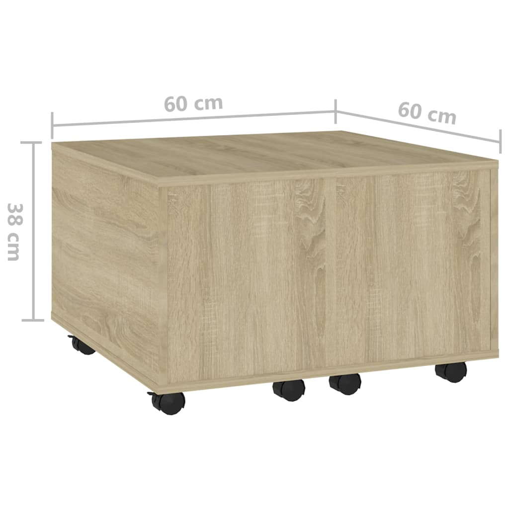 vidaXL Stolik kawowy, dąb sonoma, 60x60x38 cm, materiał drewnopochodny