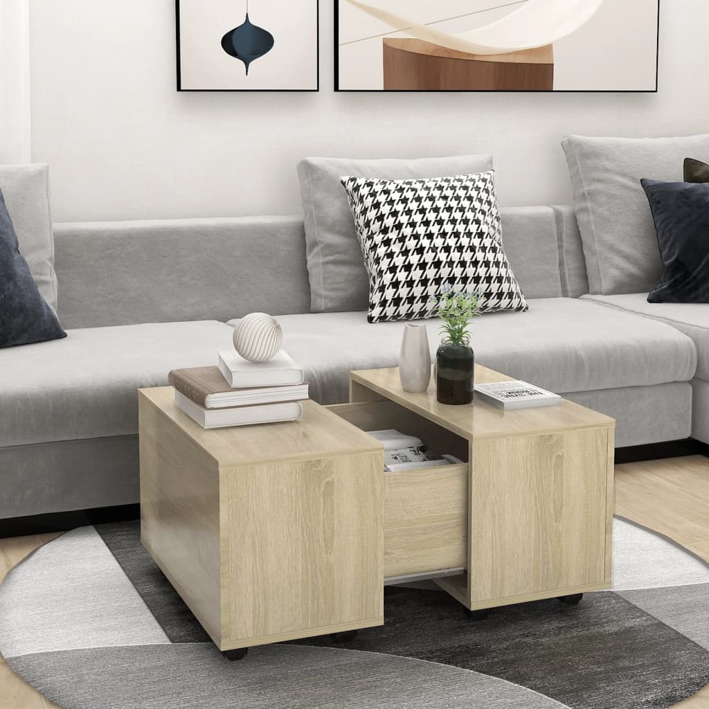 vidaXL Stolik kawowy, dąb sonoma, 60x60x38 cm, materiał drewnopochodny