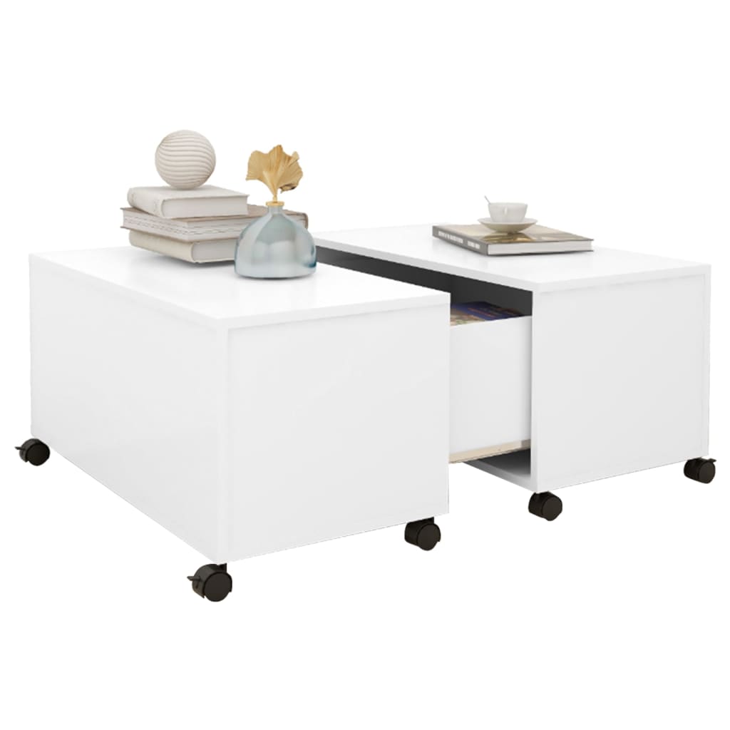 vidaXL Stolik kawowy, biały, 75x75x38 cm, materiał drewnopochodny