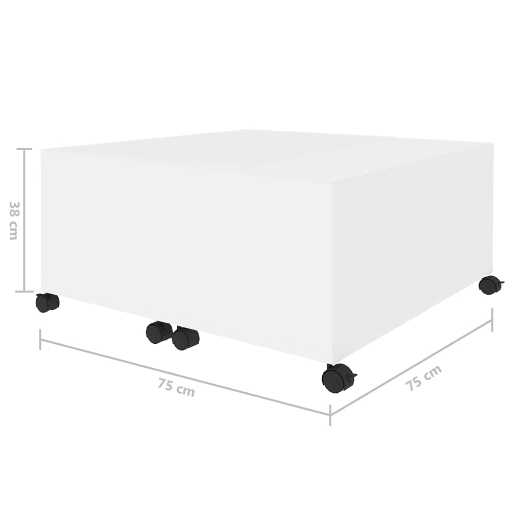 vidaXL Stolik kawowy, biały, 75x75x38 cm, materiał drewnopochodny