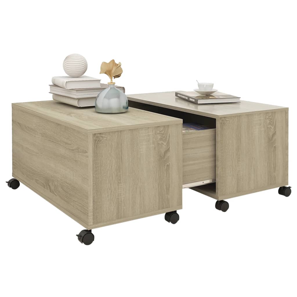 vidaXL Stolik kawowy, dąb sonoma, 75x75x38 cm, materiał drewnopochodny