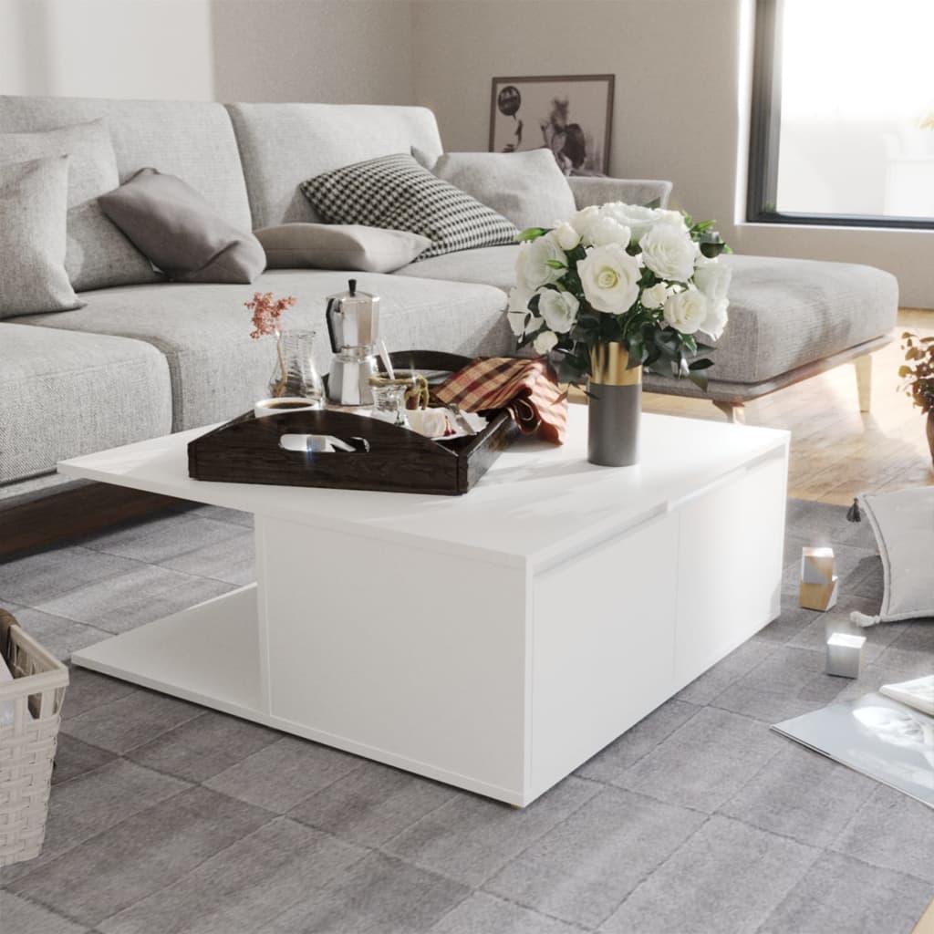 vidaXL Stolik kawowy, biały, 80x80x31 cm, materiał drewnopochodny