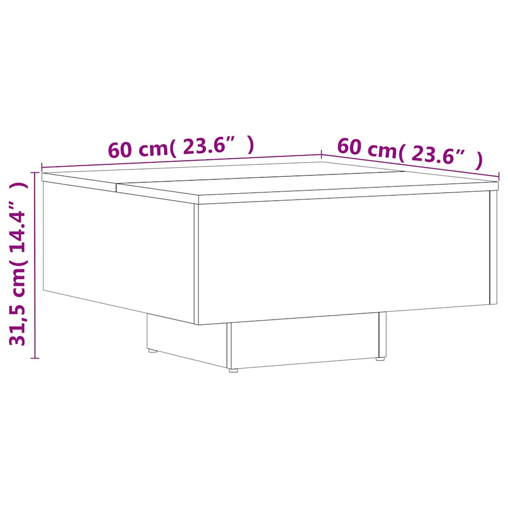 vidaXL Stolik kawowy, dąb sonoma 60x60x31,5 cm materiał drewnopochodny