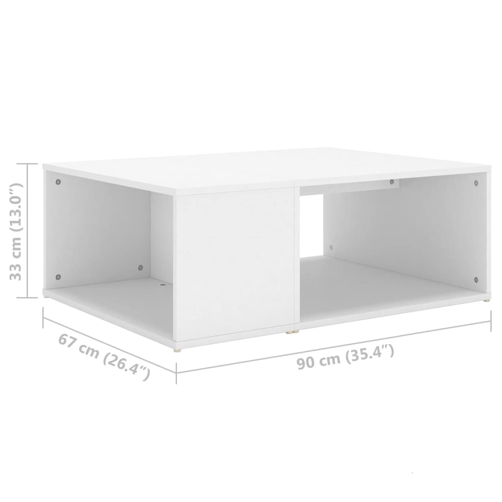 vidaXL Stolik kawowy, biały, 90x67x33 cm, materiał drewnopochodny