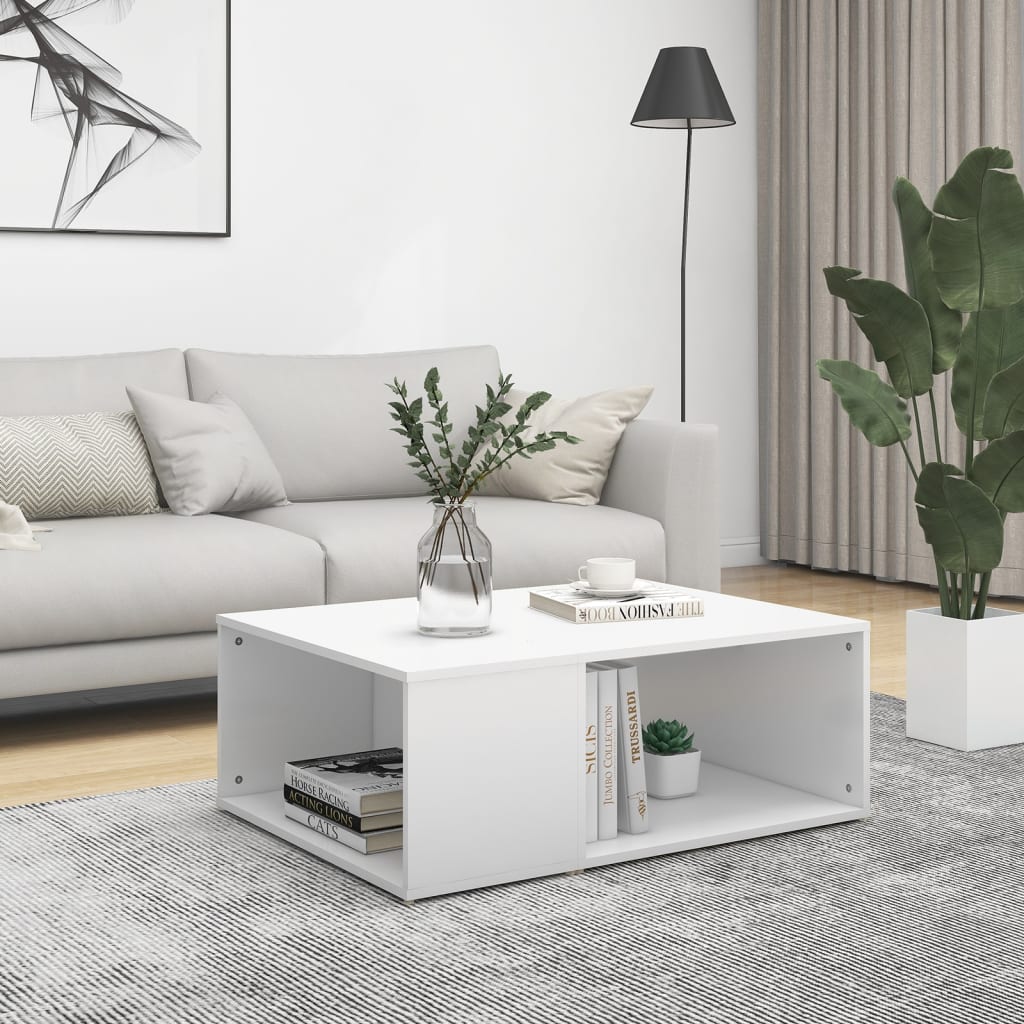 vidaXL Stolik kawowy, biały, 90x67x33 cm, materiał drewnopochodny