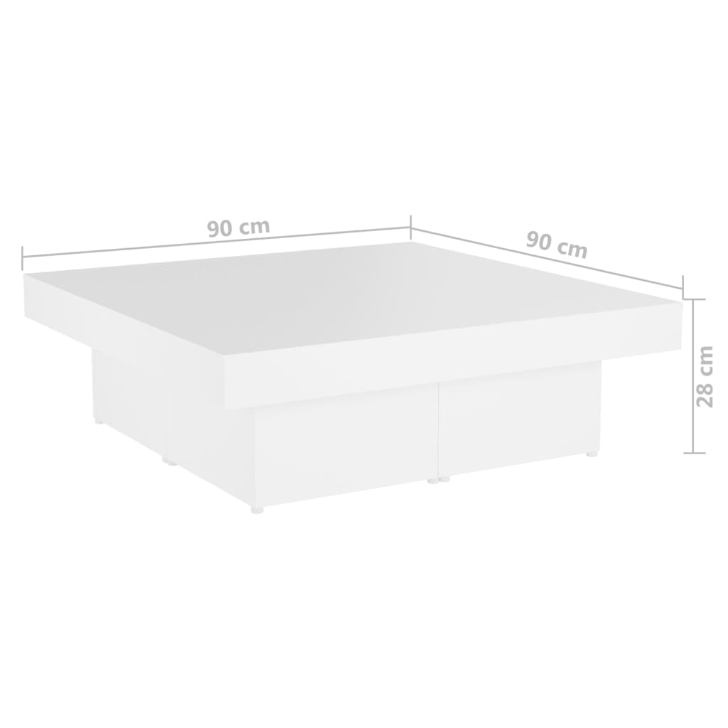 vidaXL Stolik kawowy, biały, 90x90x28 cm, materiał drewnopochodny