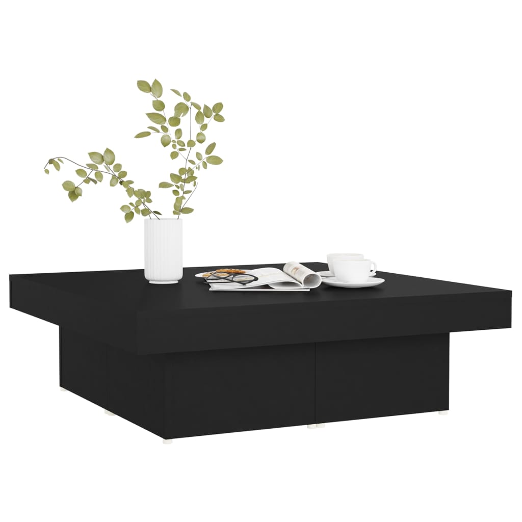 vidaXL Stolik kawowy, czarny, 90x90x28 cm, materiał drewnopochodny