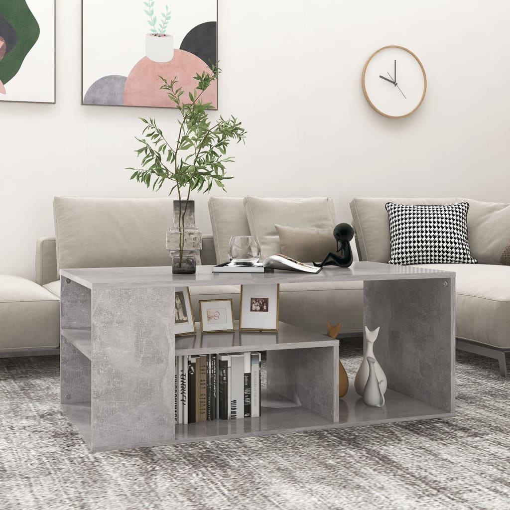 vidaXL Stolik kawowy, szarość betonu, 100x50x40 cm