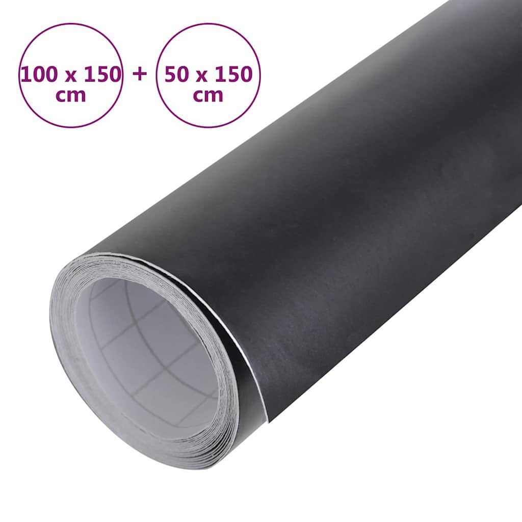 vidaXL Folie samochodowe, 2 szt., matowe czarne, 100x150 + 50x150 cm